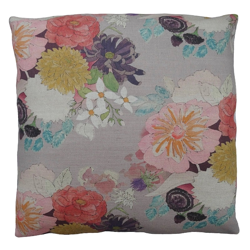 Light Floral Posy Linen Cushion