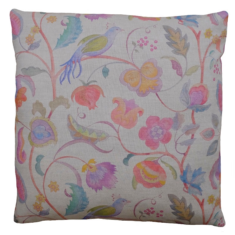 Floral Crewel Tree Summer' Linen Cushion