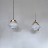 Pair of Mid Century White Clichy Glass Enclosed Shades