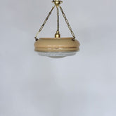 Peach Glass Diffuser Pendant Shade with Decorative Gold Bands
