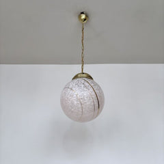 Vintage Pink Clichy Glass Globe Shade with Gold Bands