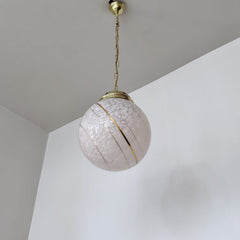 Vintage Pink Clichy Glass Globe Shade with Gold Bands