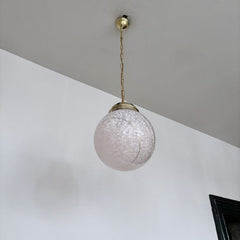 Vintage Pink Clichy Glass Globe Shade with Gold Bands