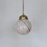 Vintage Pink Clichy Glass Globe Shade with Gold Bands