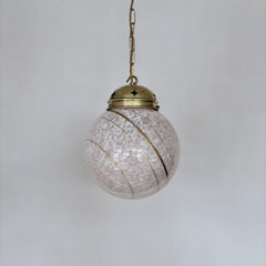 Vintage Pink Clichy Glass Globe Shade with Gold Bands