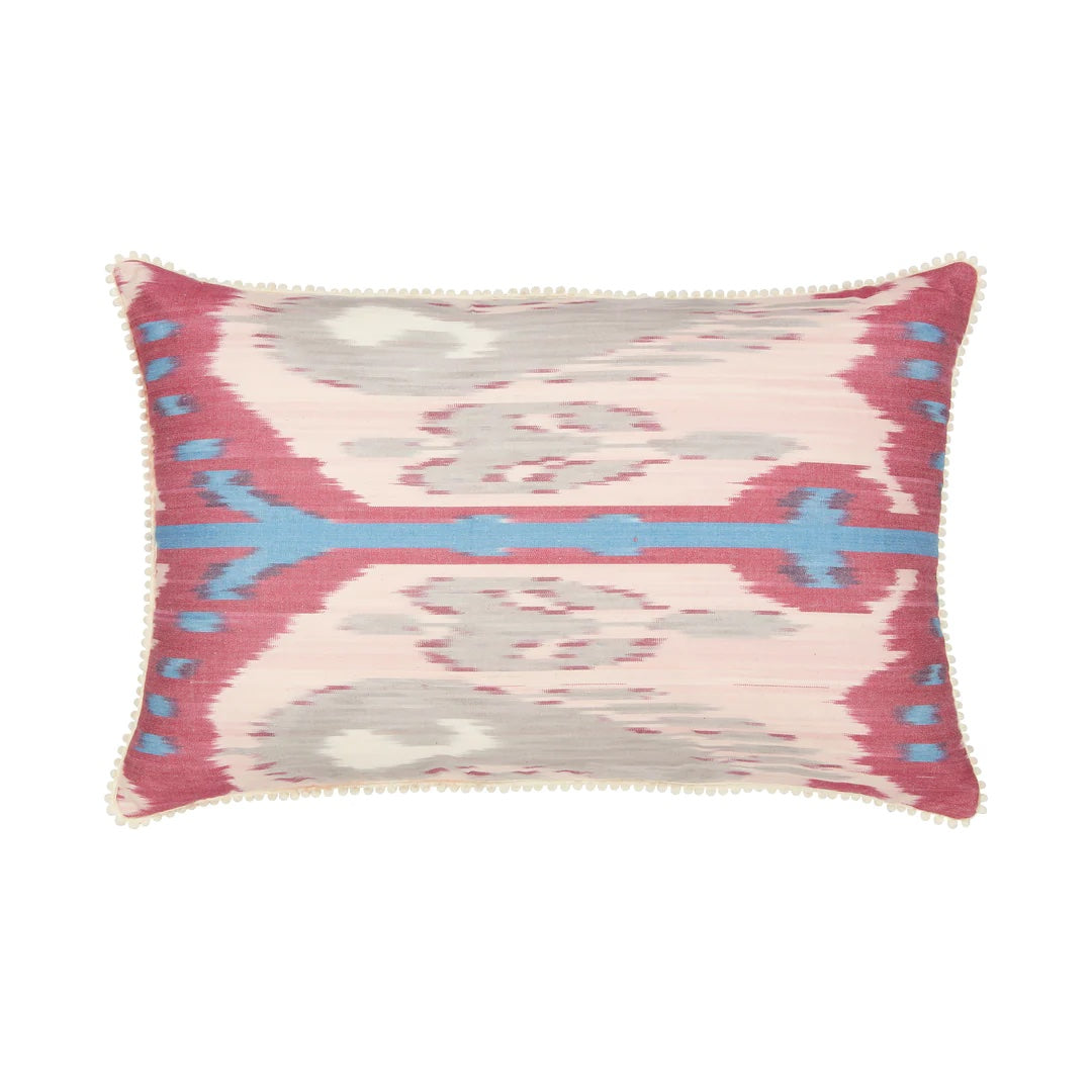 Luxury Silk Rectangular Pink & Fuchsia Ikat Cushion