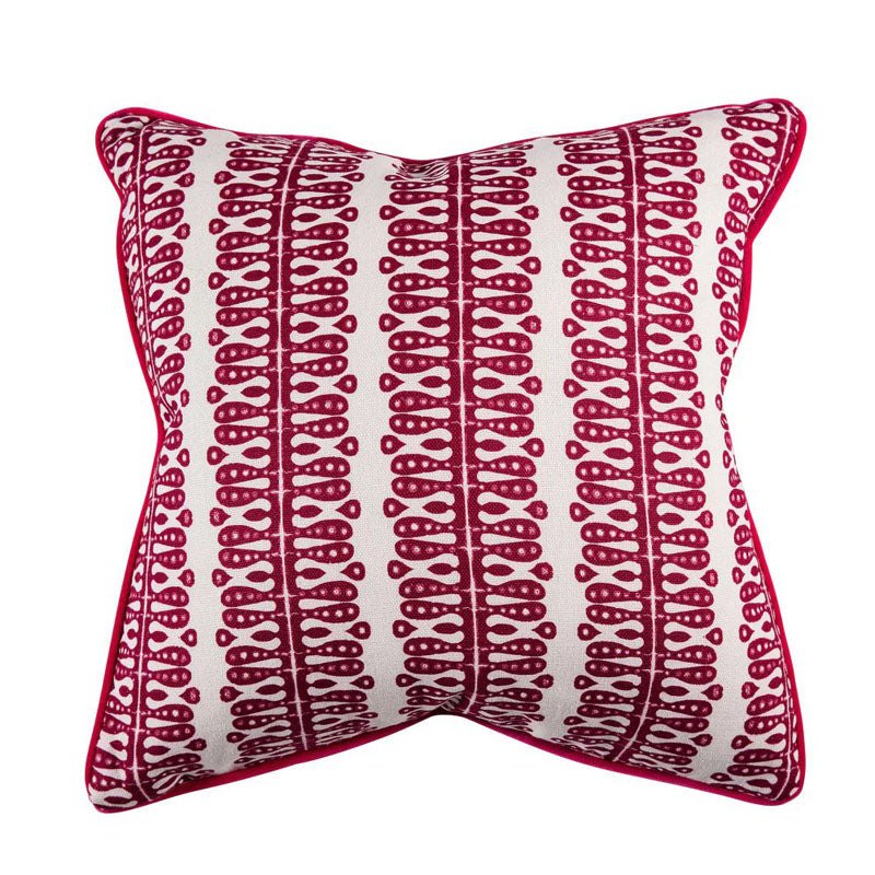 Hearts and Minds' Cushion in Raspberry with Raspberry Velvet Back & Piping- kelling Home
