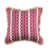 Hearts and Minds' Cushion in Raspberry with Raspberry Velvet Back & Cream Fringe- Kelling Home