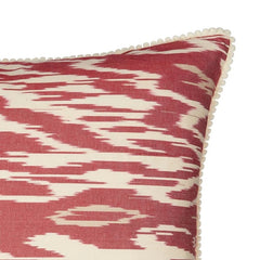 Luxury Silk Square Burnt Red & Cream Ikat Cushion