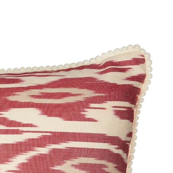Luxury Silk Rectangular Burnt Red & Cream Ikat Cushion