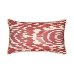 Luxury Silk Rectangular Burnt Red & Cream Ikat Cushion