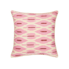 Luxury Silk Square Pink & Cream Ikat Cushion