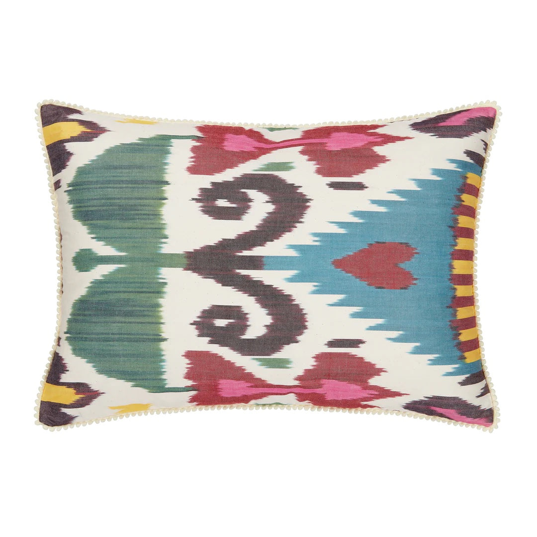 Luxury Silk Rectangular Colourful Ikat Cushion