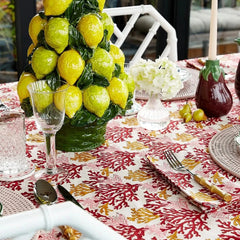 Set of 4 Pink, Red & Amber Coral Napkins | Cass By JJ