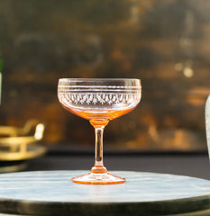Set of 4 Rose Coloured Crystal Cocktail Glasses with Ovals Design
