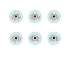 Set of 6 'Rosie Evil Eye' Pastel Blue & Pink Coasters
