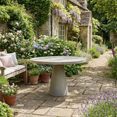 Solid Concrete Round Garden Table- Natural