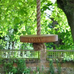 Solid Oak Personalised Round Swing | Oak & Rope Company
