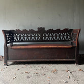Rustic Box Bench with Fretwork & in Original Paint | John Cornall
