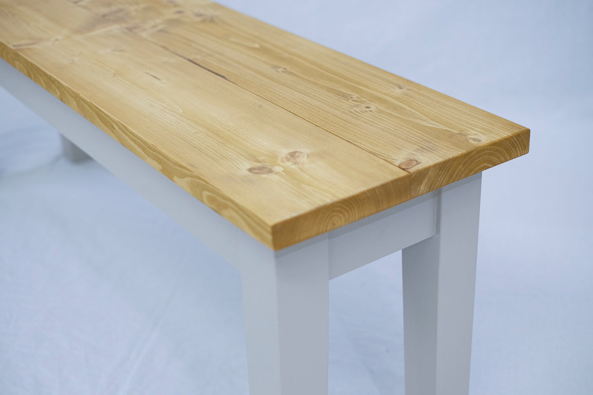 Rustic Farmhouse Bench with Tapered Legs