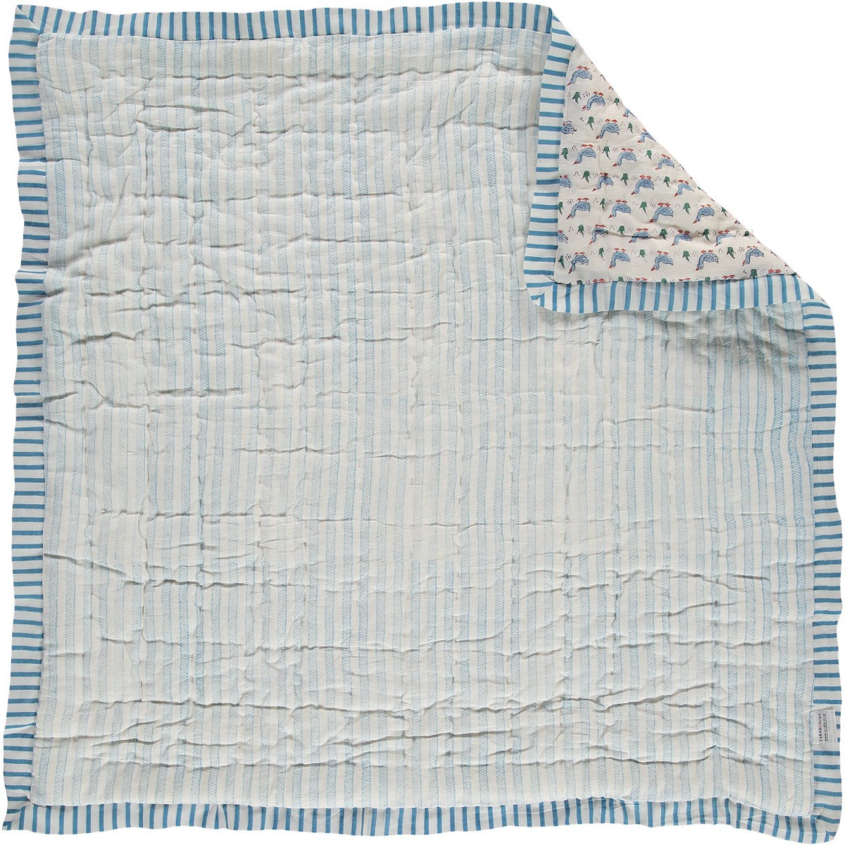 Blue Duck' Hand Block Printed Cotton Quilt