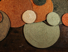 Set of 4 Handwoven Jute Placemats in Brick Dust Orange