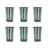 The Tiger Lily Set of 6 Green, Black and Pink Handmade Tumblers
