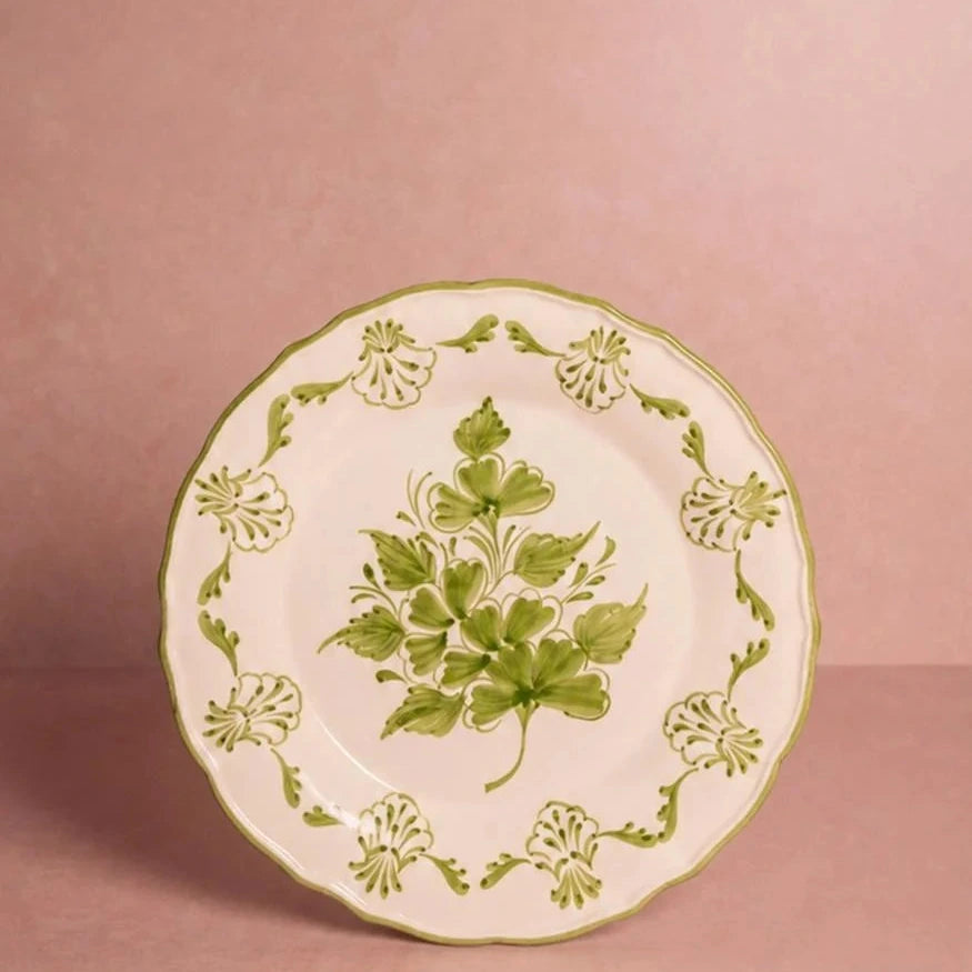 Set of 4 Hand-painted Green Shell Side Plates | Casa by JJ