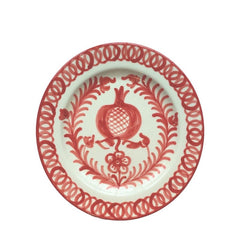 Spanish Ceramic Dinner Plate with Burnt Sienna Bird Design