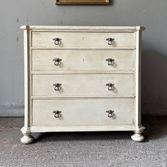 Small Antique Pine Chest in Old White