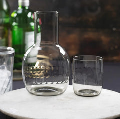 Smoky Crystal Carafe & Glass Set with Lens Design