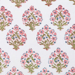 Starflower' Block Printed Pink Floral Tablecloth