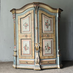 Superb Antique Folk Painted Marriage Armoire