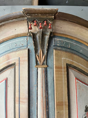 Superb Antique Folk Painted Marriage Armoire