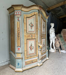 Superb Antique Folk Painted Marriage Armoire