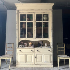 Tall Country House Glazed Pine Dresser in Original White