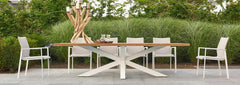 Solid Oak Garden Table with Steel 'Crisp White' Cross Legs