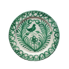Spanish Handpainted Dinner Plate with Green 'Bird' Design