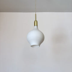 Three Mid Century White Matte Shade Pendant