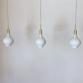 Three Mid Century White Matte Shade Pendant