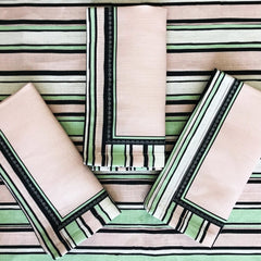 The Tiger Lily' Pink, Green and Black Striped Napkin