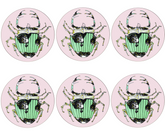 The Tiger Lily set of 6 Placemats Pink Green Bell Hutley
