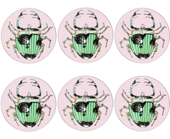 The Tiger Lily set of 6 Placemats Pink Green Bell Hutley