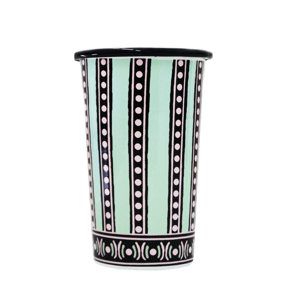 The Tiger Lily Green, Black and Pink Handmade Tumbler