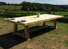 Solid Oak Garden Trestle Table