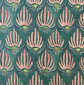 Iznik Vine Large Scale Fabric Red Blue & Grey