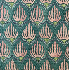 Iznik Vine Large Scale Fabric Red Blue & Grey