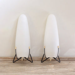 Vintage Mid-Century French White Conical Opaque Shades Wall Lights