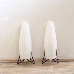 Vintage Mid-Century French White Conical Opaque Shades Wall Lights