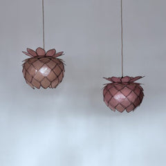 Vintage Pink Artichoke Capriz Shell Pendants